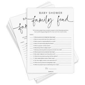 50 Baby Shower Family Feud Game Cards Gender Neutral Minimalist